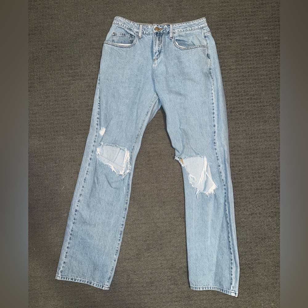 Fashion Nova Light Blue Distressed Boyfriend Jeans